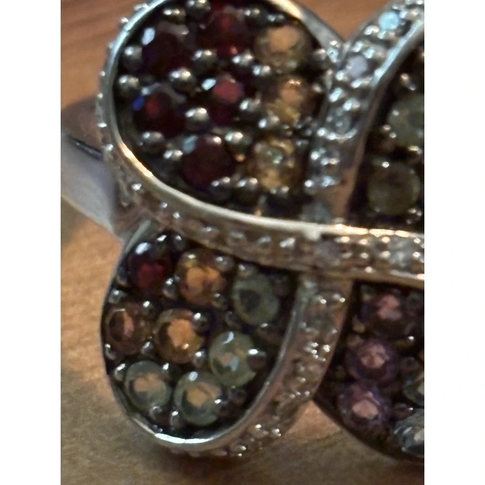 Sterling Silver Multi Gemstone Ring Size 7